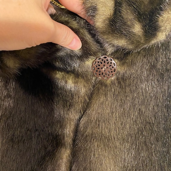 Jones NY Faux Fur Tiered A-Line Sculpted Collar Coat Dark Brown M - Picture 5 of 13